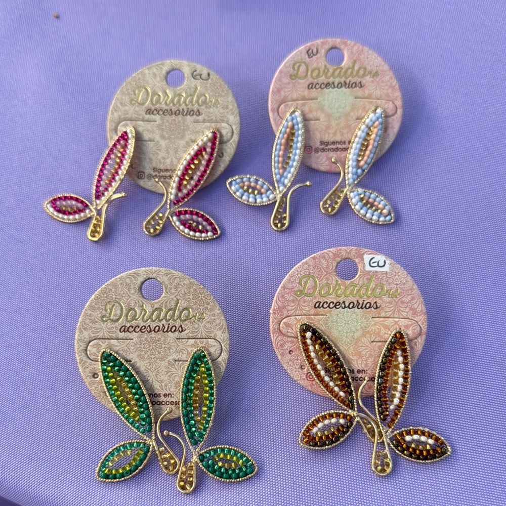 Multicolor Leaf Earrings Set